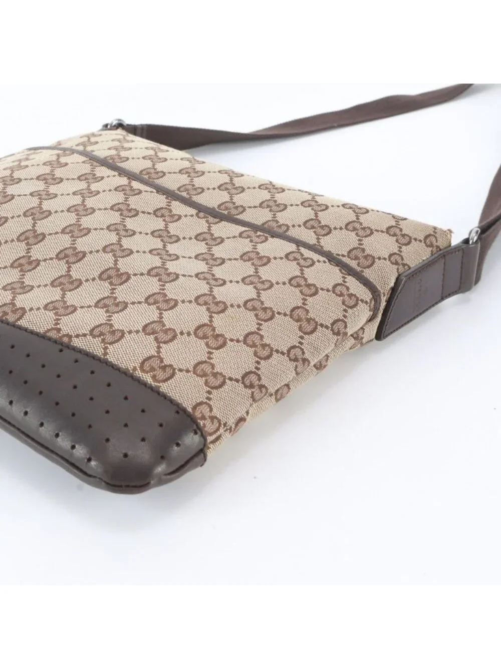 Gucci GG Canvas Leather Shoulder Bag Crossbody Messenger Business Tote